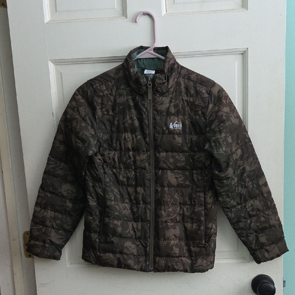 REI Kids Brown Camouflage Puffer Jacket